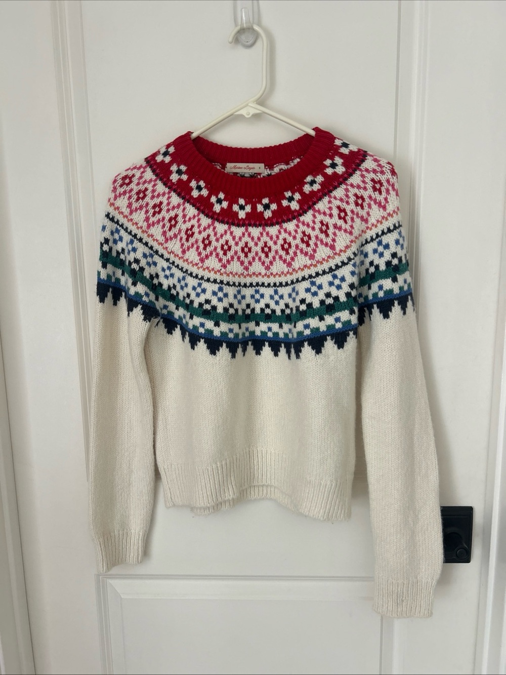 Marine Layer Sz S Fair Isle Soft Wool Blend Alpaca Sweater Colorful Holiday